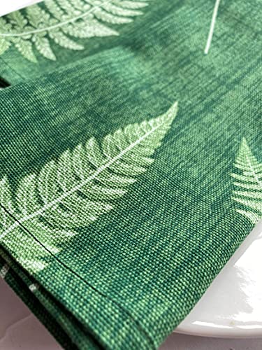 Fern Set Of 2 Leaf Print Napkins - 17 Inches Square - 100% Cotton Duck Canvas Fabric - Casual Nature Green - Hemmed - Homemade In Texas (17, Standard) #TOP2