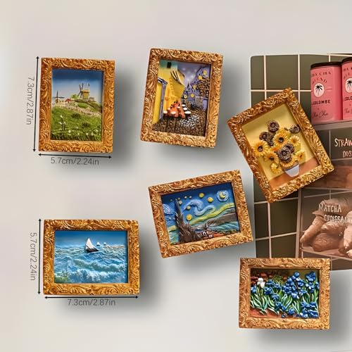 Set de 6 imanes decorativos de resina con arte 3D miniatura 2