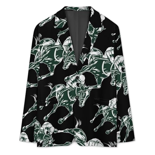 Horse Racing Equestrianism Men’s Casual Blazer 2 Button Suit Jacket Business Wedding Party Coat Lightweight Suit Jackets3