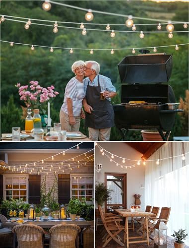Brightown 25 Feet LED Outdoor String Lights with Shatterproof G40 Edison Bulbs, Connectable and Weatherproof Strand, Commercial Grade Patio Lights for Backyard Garden Patio Decorative, White