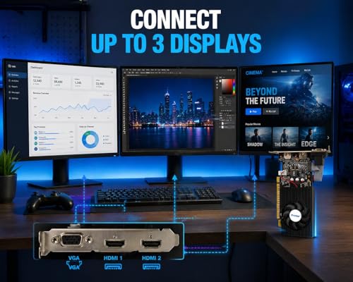 Image of NVIDIA GeForce GT 730 4GB DDR3 GPU | Dual HDMI + VGA | Triple Display | Low Profile Graphics Card