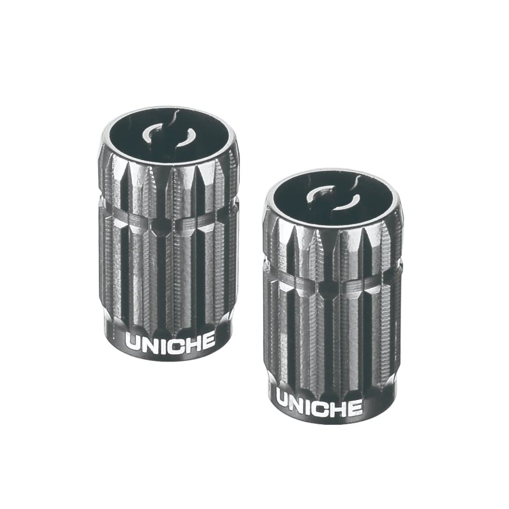 UNICHE Tyre Valve Stem Cap with Valve Core Removal Function - 2 Pack [Grey]