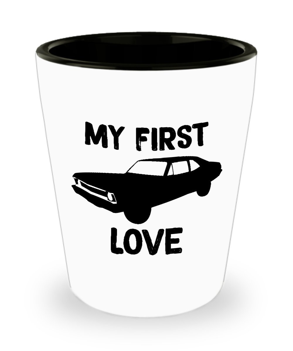 mmandiDESIGNS Nova SS 1970 Muscle Car Shot Glass My First Love 1.5oz Ceramic Drink Jiggeruto Ceramic Accessory Pill Holder