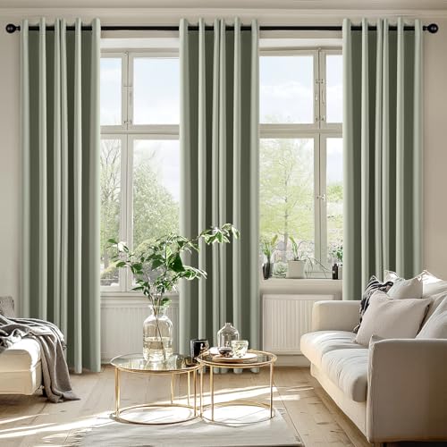 Image of MIULEE Blackout Curtains for Bedroom Living Room 2 Panels, Thermal Insulated Room Darkening Drapes Grommet Noise Reducing Light Blocking Window Treatments 72 Inches Long 34x72 Inch Sage Green