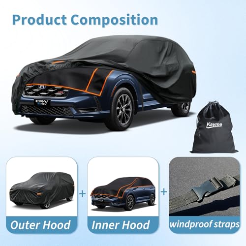 Image of Kayme Hail Protector Car Cover, Anti Hail Multilayer Thickened Full Car Cover,Outdoor Waterproof All Weather Custom Fit Honda CRV,Toyota RAV4,Subaru Forester,Lexus NX etc