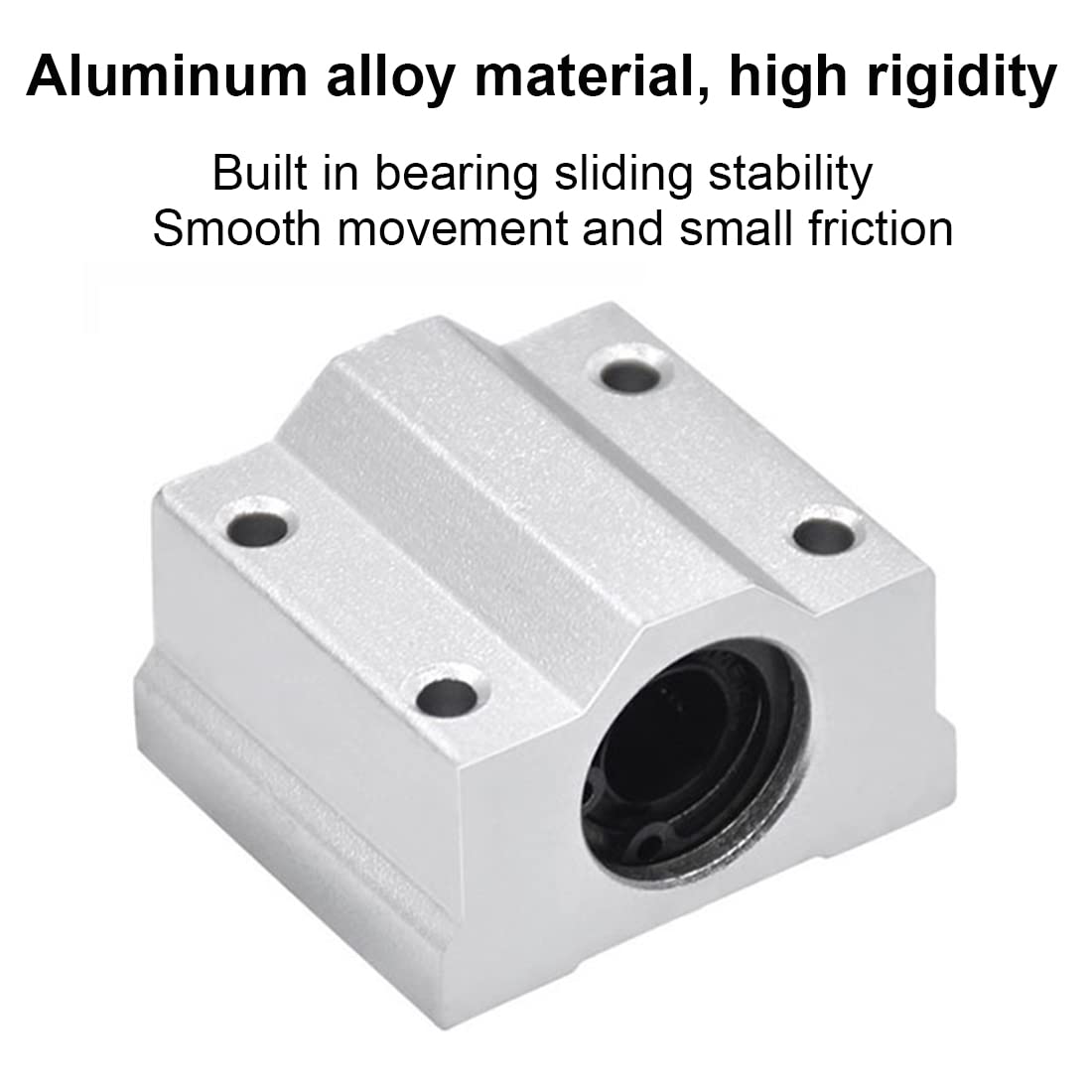 Linear Motion Ball Bearing Slide Block, SCS10UU 10mm Pillow Block Closed Linear Bearing Aluminum Bushing Linear Rail Support Guide Shaft Bearing for CNC 3D Printer Parts 4 Pack