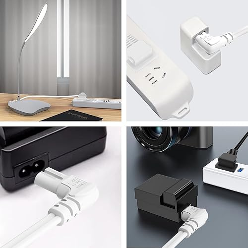 Miniatura 7 de Cable de alimentación de TV, cable de alimentación universal de 2 clavijas en ángulo no polarizado de 18 AWG, NEMA 1-15P a IEC320 C7 Figura 8