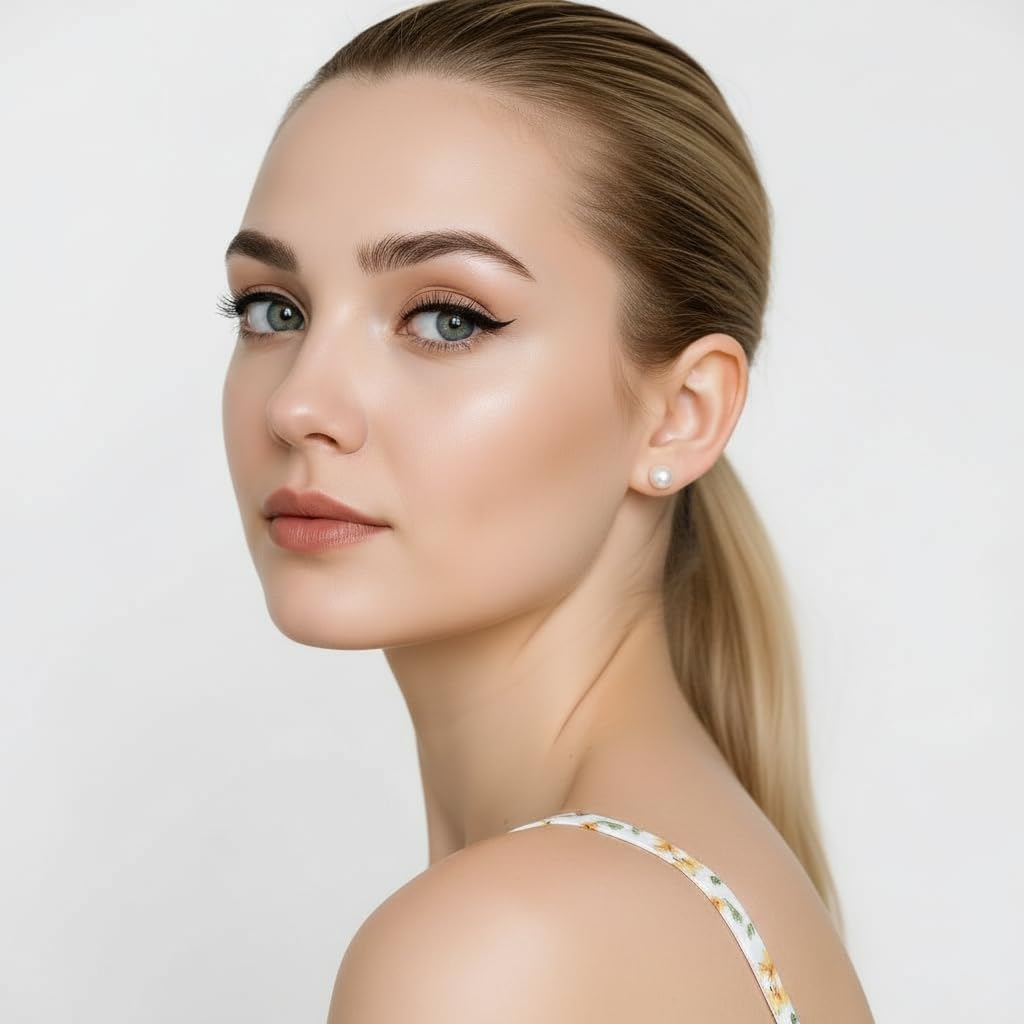 Shell Pearl Stud Earrings for Women | 14K Gold-Plated Sterling Silver | Round High-Luster Pearls | Hypoallergenic Jewelry | Gift for Women - Image 4