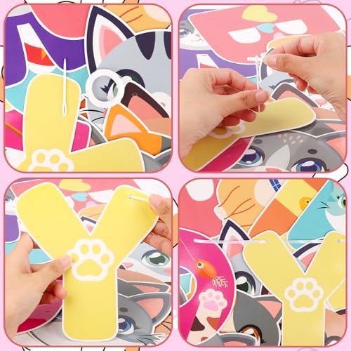Image of Super Cat Birthday Decorations Cat Themed Happy Birthday Banner Cartoon Cute Cat Paw Print Happy Birthday Decor for Kids Boys Girls Adults and Pets Baby Shower Party Supplies