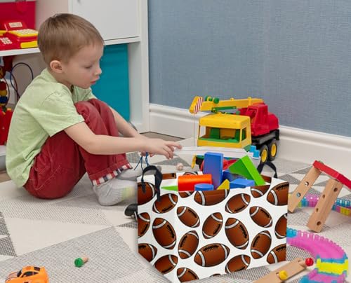 Image of Rectangular Football Baskets Kids Storage Bins Baby Boy Basket Kids Toy Storage Bin Organizer Box Football Room Decor for Home(Football Basket)