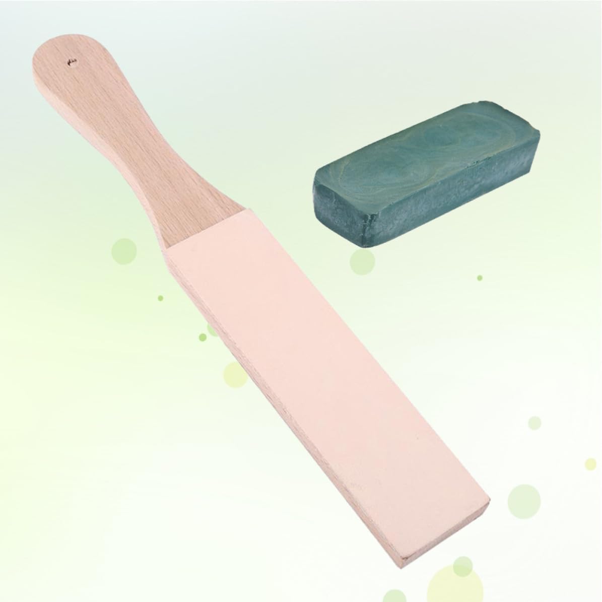 2pcs Two Sided Wooden Leather Strop with Handle for Razor Polishing