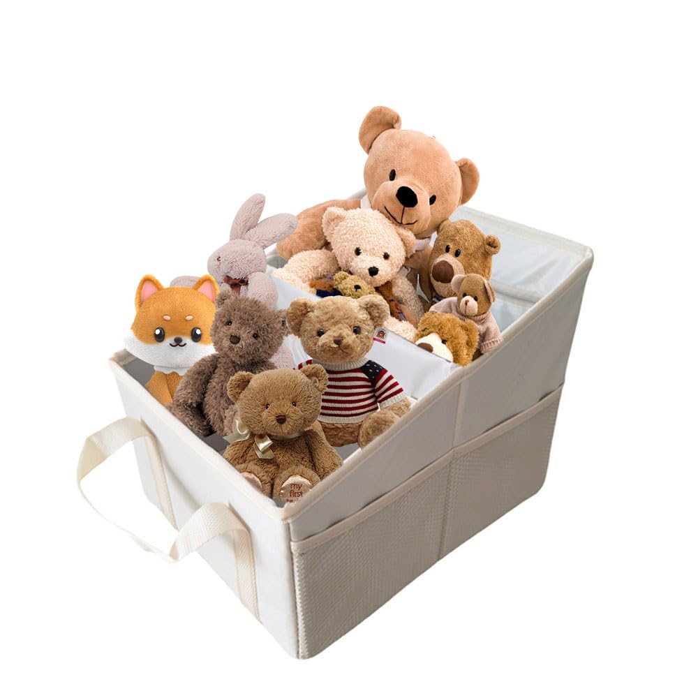 BOSTEU Car Organiser for Front or Back Seat, Waterproof Oxford Fabric Storage, Holds Toys, Snacks, Cups, Books, Tissue, Keeps Car Tidy and Clean (beige)
