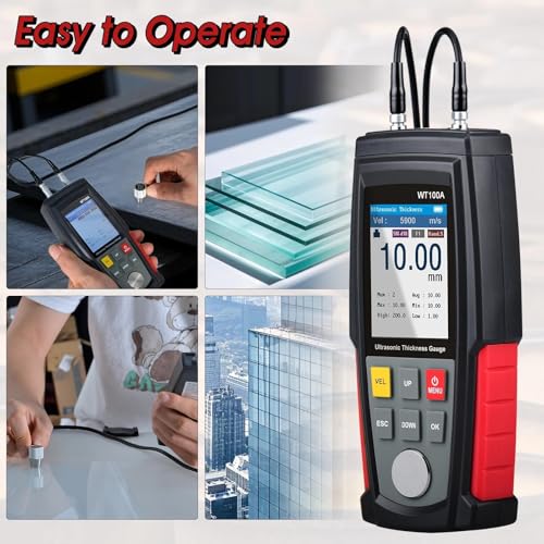 Medidor de espesores digital ultrasónico, para prueba no destructiva en acero, aluminio, cobre y vidrio miniatura 5