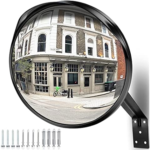 Espejo de Seguridad de 40 cm de Angooni con Visión Ajustable para Garaje y Vehículos Cover