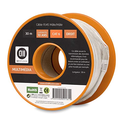 Câble RJ45 Droit M CAT6 D2 Diffusion pour résoudre les pertes de signal Wi-Fi