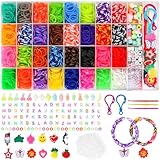 Elastici per Braccialetti, 3600+ Bracciale Elastici Colorati Loom Bands Kit 40 griglia, fai da te Bambina di Gomma Bracciale Lavorare a Maglia Fare Braccialetti Perline Giocattolo Regalo