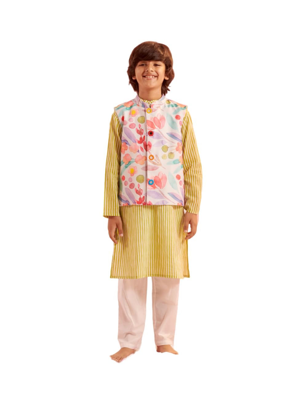 Pspeaches Boys Striped Regular Kurta With Pyjamas (7-8Years)