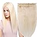 Produktbild Clip In Extensions Echthaar ein Stück 5 Clips Dünn Tressen 100% Remy Echthaar Haarverlängerung (45cm-50g #60 Weißblond)