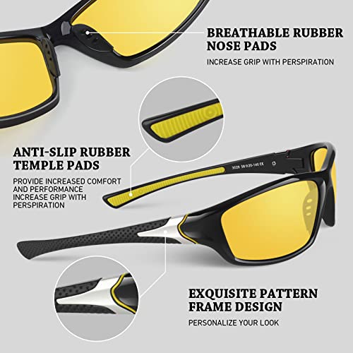 Image of WEAROYO Polarized Sports Sunglasses for Men Women,Fishing Driving Rectangular Goggles UV400 Protection