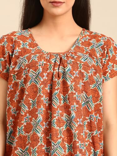 Image of Rupa Jon Aishwarya Women Full Length Printed Nighty in Premium Cotton Blend Fabric, Night Dress, Maxi Nighty for Comfortable Everyday Wear, Free Size