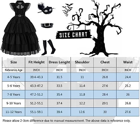 GZ-LAOPAITOU Girls Black Dance Dress Princess Costume for Kids Cosplay Halloween Party Outfit Dress 7