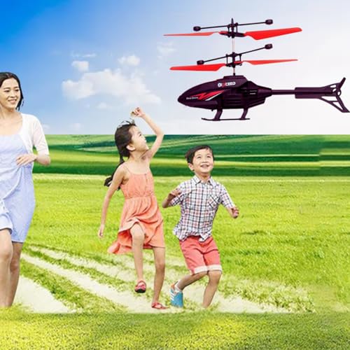 Image of Gravity Sensor Helicopter Toy for Boys with Safety Sensor, Indoor Palm Sensing, Rechargeable with LED Lights I Pack of 1 (Black YEL Gun)