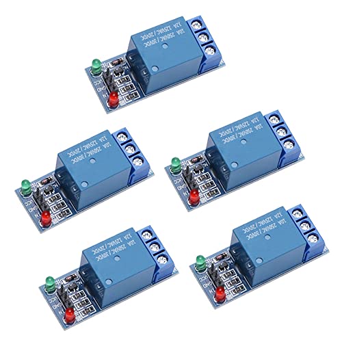 VooGenzek 5 Piezas KF301 5V 1 Canal Modulo Relay Disparador de Nivel Bajo para PIC AVR DSP ARM MCU Compatible con Arduino, con Indicador LED