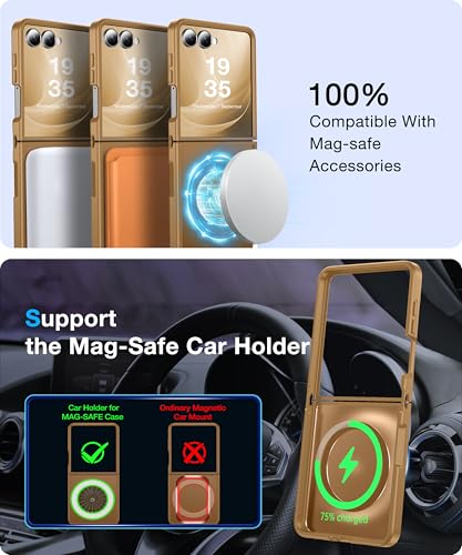 Image of NO.1 Magnetic for Samsung Galaxy Z Flip 7 Case（Not for Flip7 FE 6.7''） with MagSafe[Military Shockproof][Translucent Matte][Anti-Fingerprint] Soft Silicone Bumper for Flip 7 Case 6.9'',Coffee