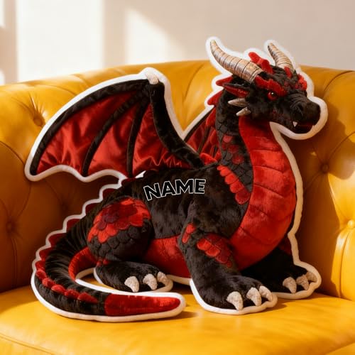 LCMAIT Coussin Personnalisé en Forme de Dragon Occidental Coussin Personnalisé Mignon avec Nom Cadeaux Commémoratifs pour Les Fêtes d'anniversaire et Noël...