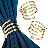 Gold Napkin Rings Set of 8 - Easter Napkin Rings with Elegant Spiral Design | Durable Metal & Shiny Gold Finish | Great for Weddings, Holidays & Everyday Use | Festive Easter Holiday Table Decoration