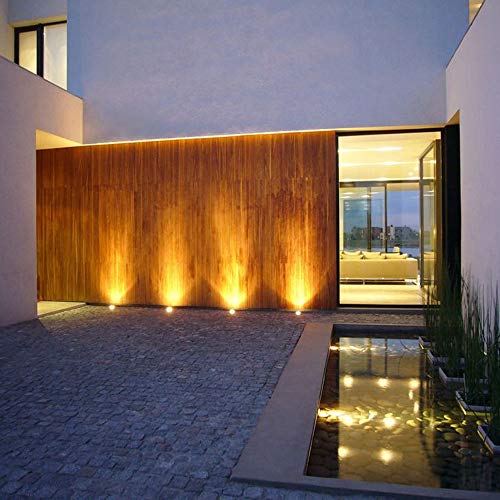 Landscape Lights Low Voltage Outdoor Led Well Lights 12V 24V 5W 3000K Warm White Waterproof In Ground Light for Deck, Pathway, Step, Garden(4 Pack with Wire Connectors)