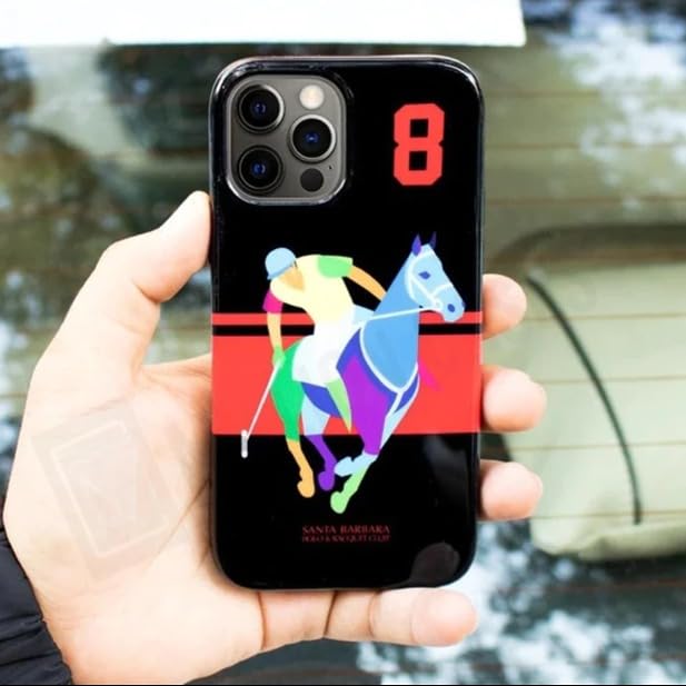 Image of MILLION CASES Back Cover Case for iPhone 12 Mini Shockproof Protective Santa Barbara Polo Racquet Jockey Case for Men & Boys(Black)