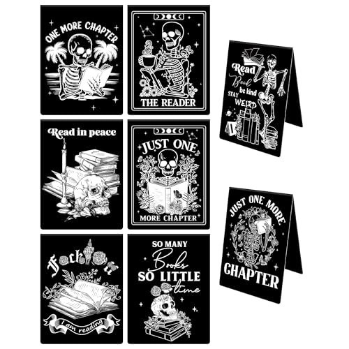 Magnetische Lesezeichen im Gothic-Skelett: 8 Stück, Horror-Schädel-Magnet-Buch-Seitenmarkierungen, schwarze Romantik-Lesezeichen-Clips zum Lesen, Geschenke für Frauen, Männer, Buchliebhaber, Büro,