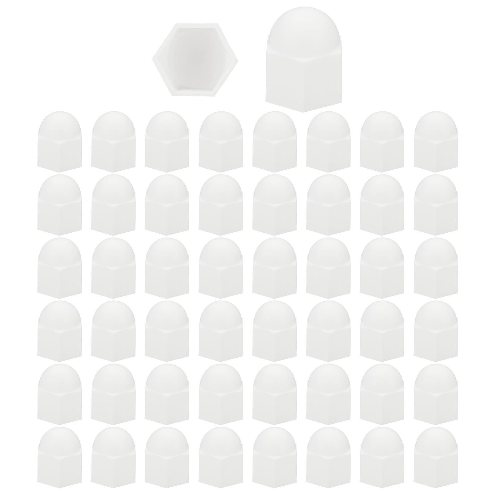 PATIKIL 50 Pcs Hex Nut Cover, M20x30x37mm Nylon Screws Bolt Covers Caps Dome Acorn Hex Head Bolt Protection Cap for Screws Nut, White