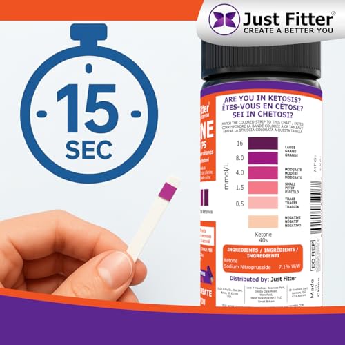 Image of Just Fitter Ketone Test Strips - Accurate Keto Test Strips for Ketosis Testing - Instant 15 Second Results for Ketogenic Diet