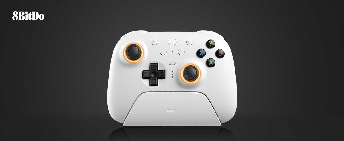 LONGYI 8BitDo Ultimate 2 Wireless Controller mit TMR Joysticks für Windows und Android, Gaming Controller mit Umschaltbaren Hall Effekt/Taktiltriggern, RGB-Feuerring, 8Speed Wireless Tech, Ladestation