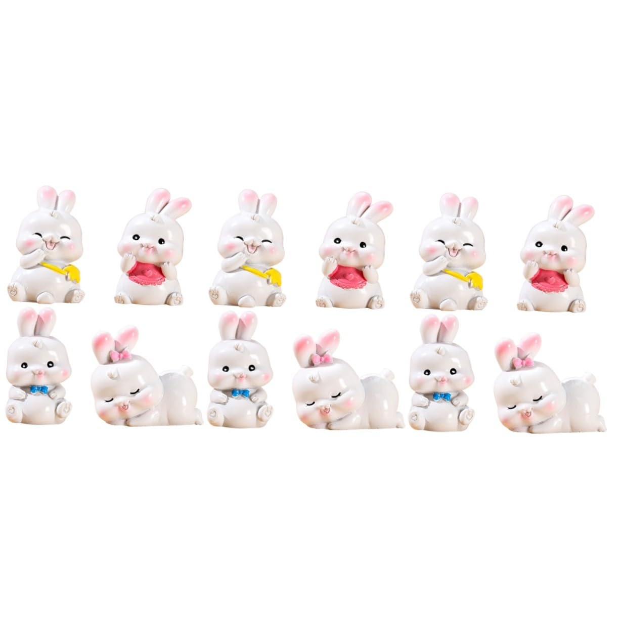 3 Zestawy Miniaturowych Króliczków Z Żywicy Kolorowe Ozdoby Do Ogrodu Lekkie I Trwałe Dekoracje Realistyczne Figurki Zwierząt Losowych Stylów Do Mikro Krajobrazów 4 Szt.*3