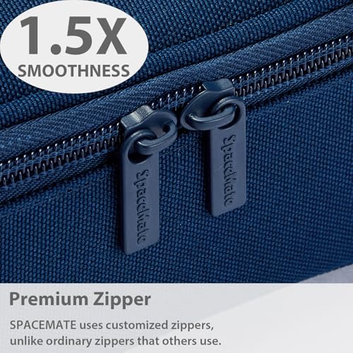 Image of SPACEMATE Pencil Case Pouch Box Bag School Supplies Girls Boys Kids, Cute Preppy Stuff Large Big Capacity Aesthetic Pen Organizer, Back to College Stationary, Navy Blue, Classic Stlye, 1800ml