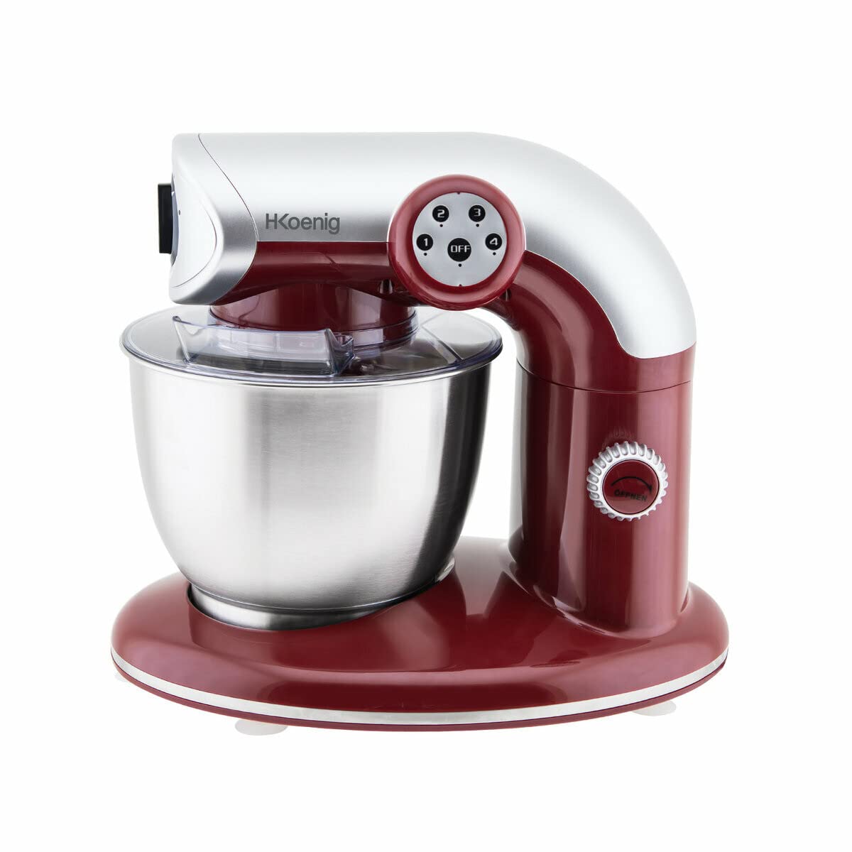 H.Koenig KM80 Robot da cucina multifunzione, 5L, 4 Velocità, 1000 W, Rosso