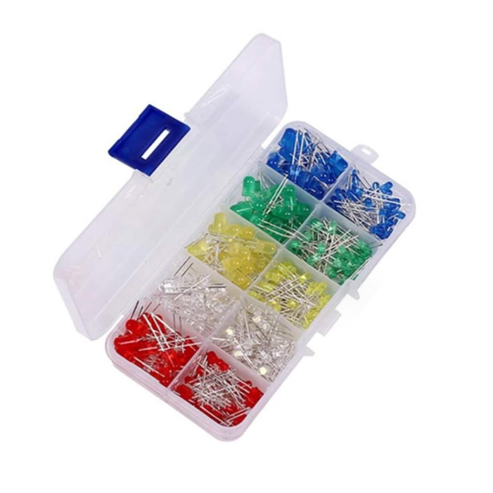 Total 300PCS each 30pcs 3mm 5mm 2-pin diffuse LED light emitting diodes with 5 colors of electronic components