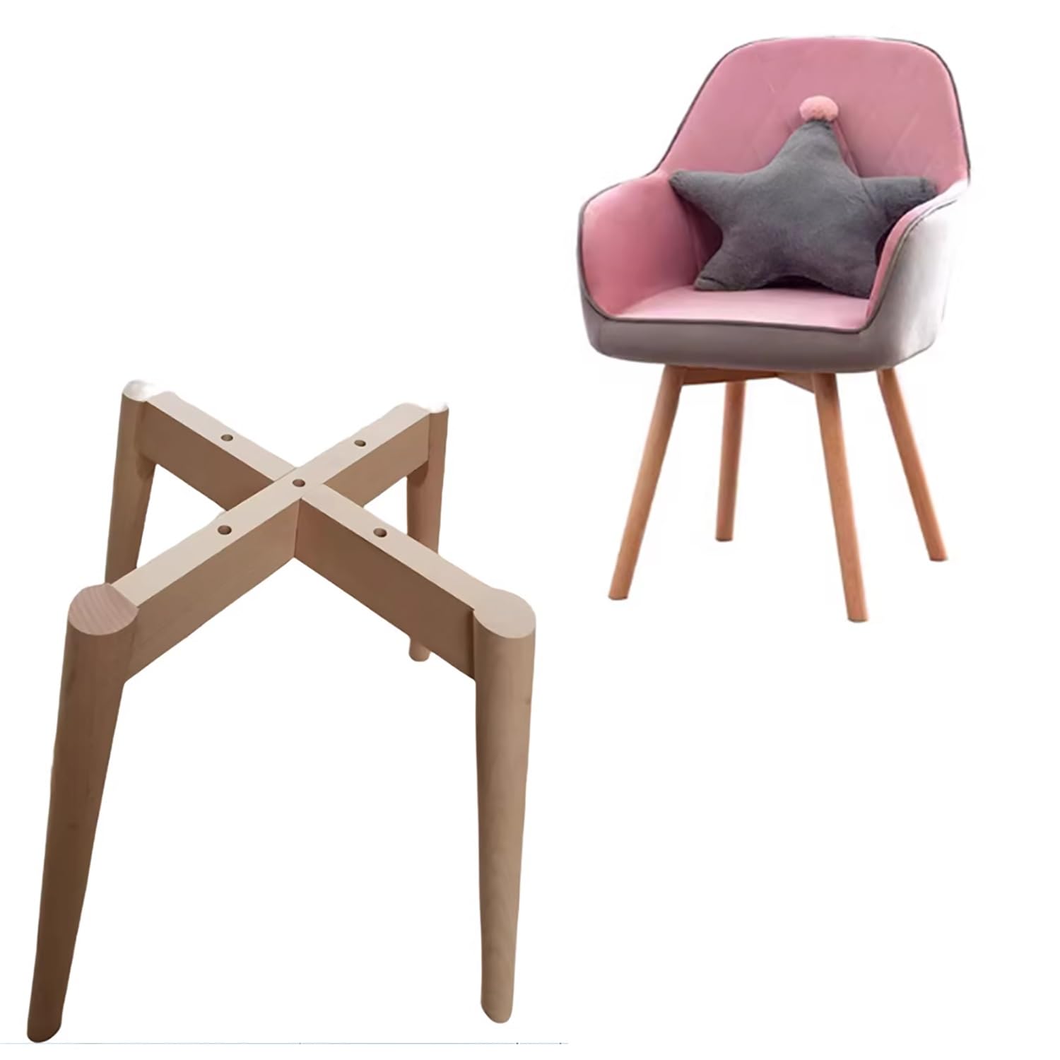 Patas de Taburete de Madera Maciza, pies de Repuesto para mesas, Patas de Silla de Comedor con Estructura en Cruz para tableros de Madera(60cm/24in)