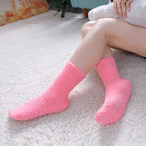 Image of LINEMIN Womens Fuzzy Socks Cozy Fluffy Winter Warm Slipper Socks Microfiber Soft Home Sleeping Socks
