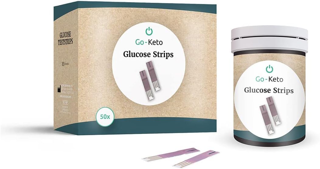 Go-Keto Ketone + Glucose Teststreifen im günstigen Set, 50x Ketone Streifen, 50x Glukosestreifen, 100x Lanzetten passend für das Go-Keto Ketone+Glucose Messgerät