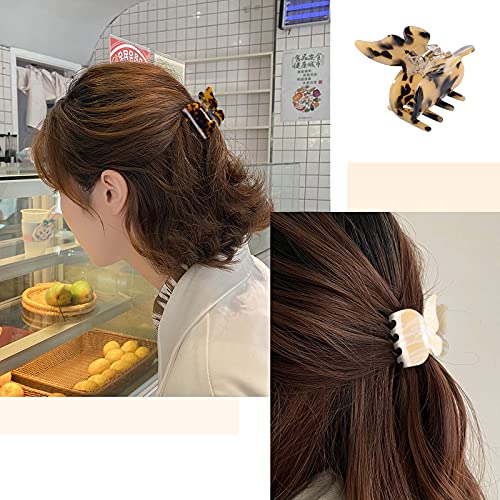 4 Pack Hair Claw Clips Stylish Cute Barrettes Tortoise Celluloid Hair Clips For Women Girls Hair Clamps #TOP6