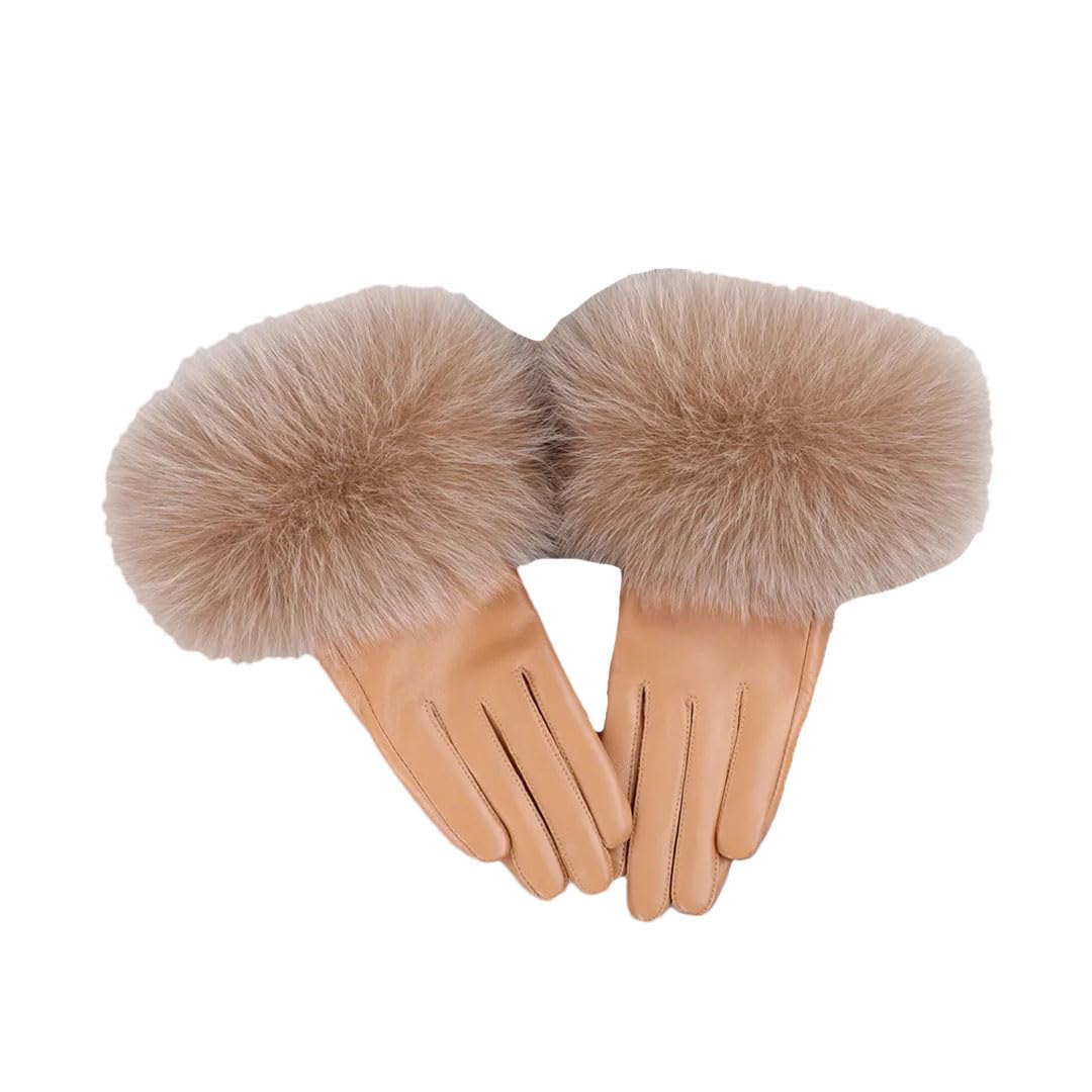 Guanti da donna in pelle di pecora guanti da polso in pelle guanti invernali caldi guanti in pelle