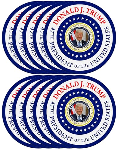 Image of 10 Pack President Donald Trump Inauguration Day 2025 Memorabilia Stickers Reflective Vinyl Sticker Laptop Decal Car Bumper Window Waterproof Sticker