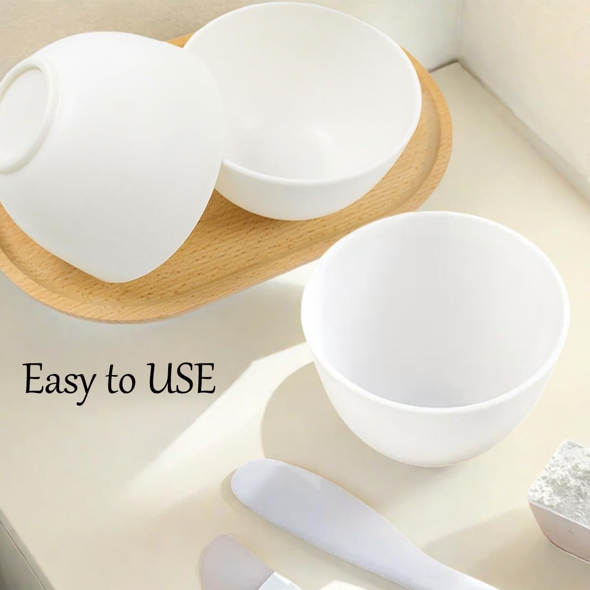 Small Silicone Face Mask Mixing Bowls, White 10 Pack, for Facial | Soft flexible construction, non-stick surface, 3.3-inch size, reusable, easy cleaning, batch prep, clay blends and skincare