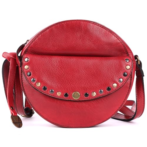 Genuine Italian Leather Boho Studded Round Crossbody Sling Bag - Stylish, Durable, & Perfect for Everyday Use for women