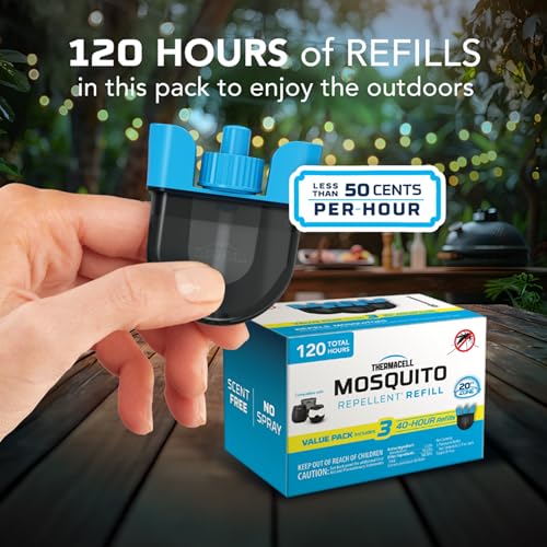 thermacell rechargeable mosquito repeller refills advanced repellent formula provides 20 foot protection zone compatible with thermacell e-series amp radius only no deet spray or flame