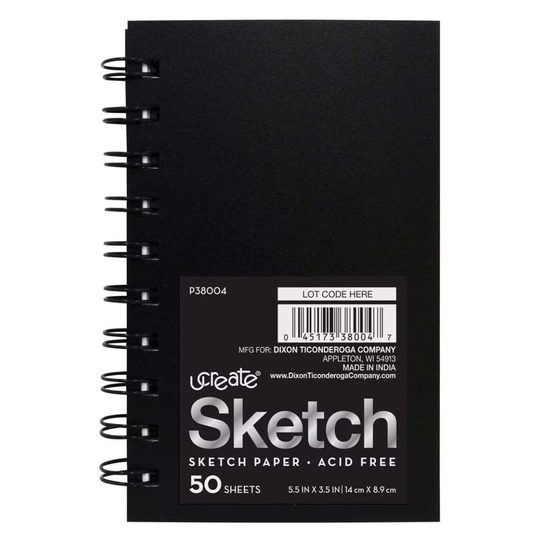 UCREATE Mini carnet de croquis avec couverture en polyester, poids lourd, 14 x 8,9 cm, 50 feuilles, 24 carnets de croquis